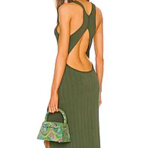 For sale brand new never worn Michael Costello midi dress in hunter green xxs